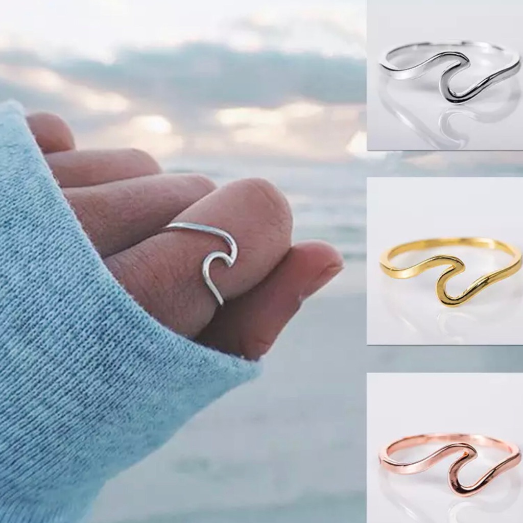 925 Sterling Silver Plain High Polished Wave Ring